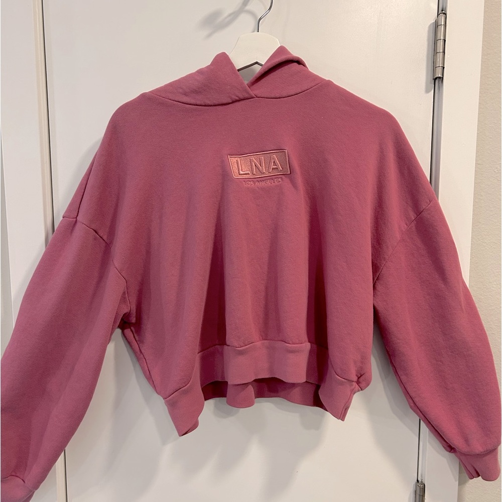 LNA Los Angeles cropped 90s pullover hoodie pink oversized